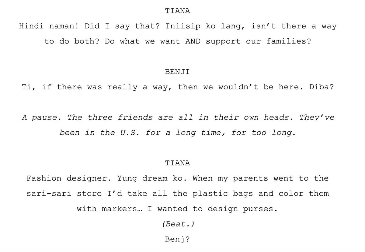 kasampaguita's tweet photo. i loved writing these 3 bc it’s crucial to remember that OFWs aren’t just statistics or headlines. in a better world, we wld all be able to be with our loved ones & pursue our dreams.
thank u script team for having me :”) writing is an act of radical empathy #akingpagasa #pcn29 https://t.co/SIlVccGdnX