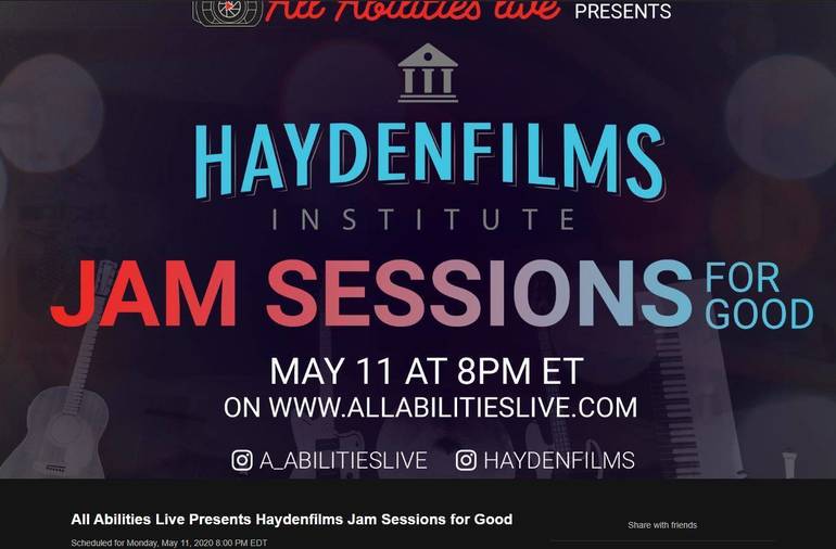 A_AbilitiesLive's tweet photo. Remember, music fans: the Haydenfilms #JamSessionsForGood live-stream musical event is tomorrow, Monday May 11 at 8 PM EST! Check out the teaser trailer below, and also visit our event page!
https://t.co/EbfcVutL4S
https://t.co/QG8UjA3MaH https://t.co/jVjPduNDwc