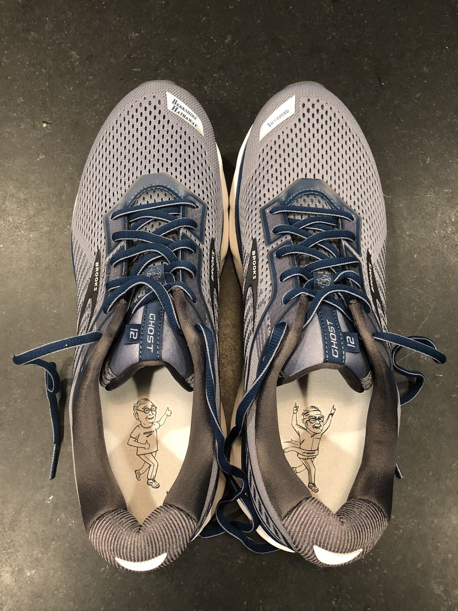 BillStoneCIO's tweet photo. Awesome to get my annual Berkshire themed @brooksrunning shoes despite no physical #brk2020 meeting in Omaha #investinyourself https://t.co/BMRIfRpvri