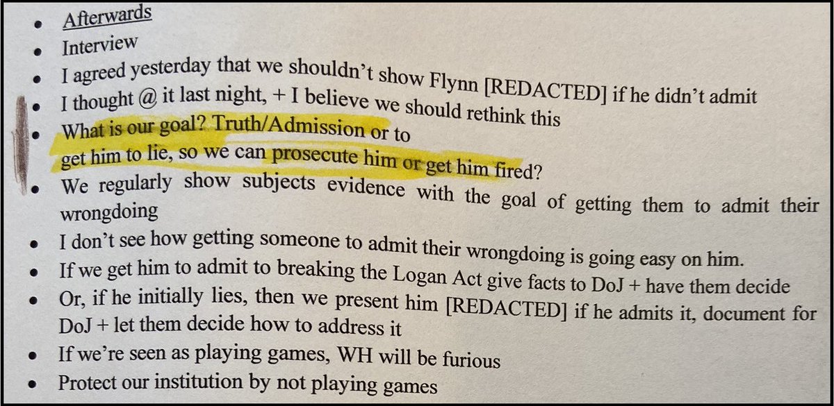 49. Priestap, sensing something could really backfire with the plan; and questioning the overall legality of their purpose; memorializes his concern with more hand written notes during their meeting: