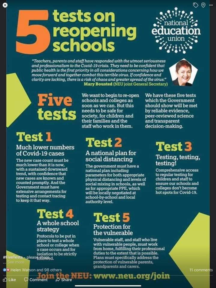 organist59's tweet image. #5tests You want schools open then meet the five tests?