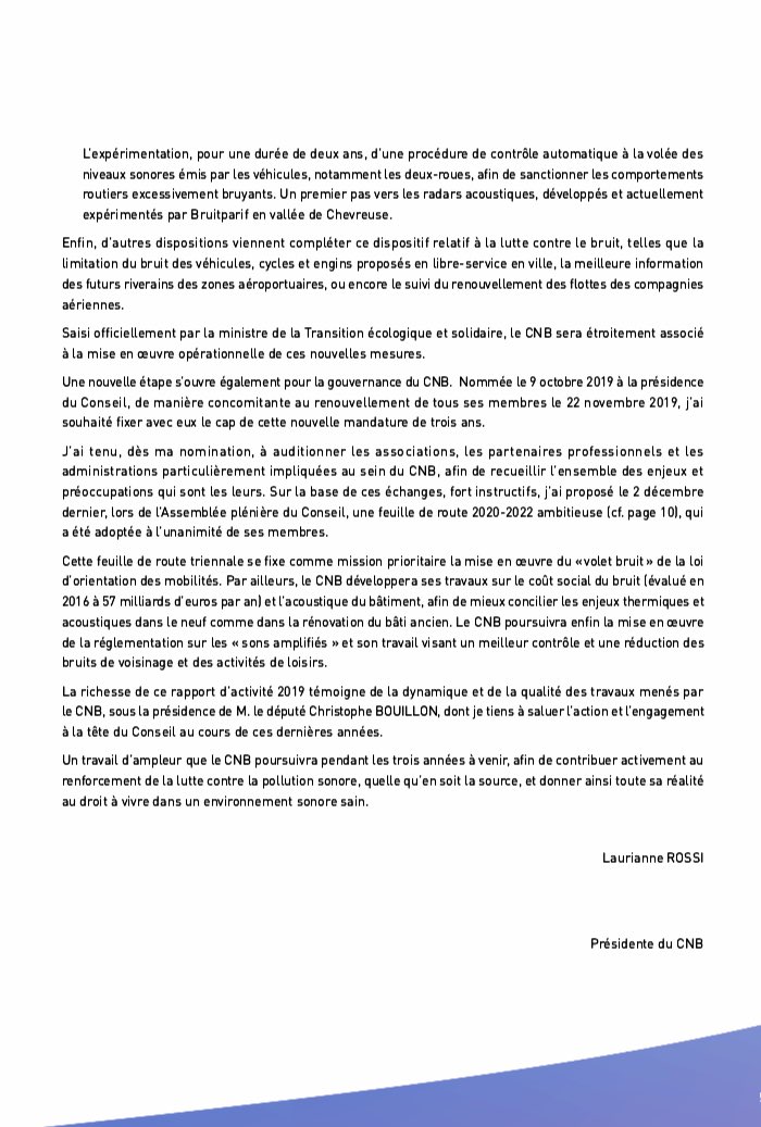 lauriannerossi's tweet photo. 🔊 Le Conseil National du #Bruit, que je préside, publie son rapport d’activité 2019. Un travail d’ampleur que le CNB poursuit activement pour renforcer encore la lutte contre la #pollutionsonore, quelle qu’en soit la source. Merci à tous ses membres.
▶️ https://t.co/xGq4hairqu https://t.co/n7bxmxQV07