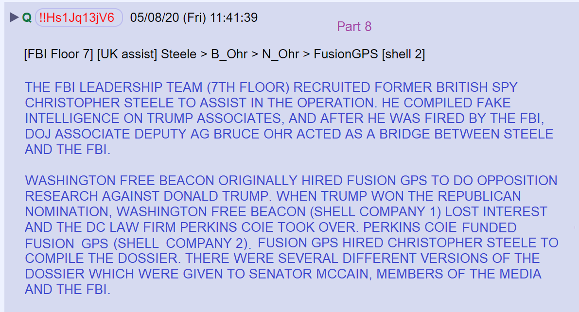 25) The FBI hired (and later fired) Christopher Steele. His information was funneled to the FBI & DOJ through Bruce Ohr. Opposition research by Steele was organized by Fusion GPS and funded by Perkins Coie. #Obamagate