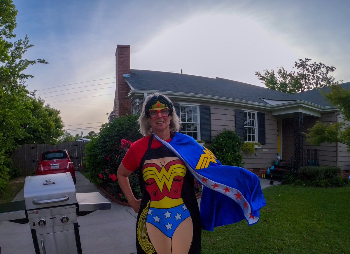 shutterjo's tweet photo. @oscarmayer you are the superhero!! #frontyardcookout #wonderwoman #grilling #frontyard @SunStaches https://t.co/Yfam1jkQ36