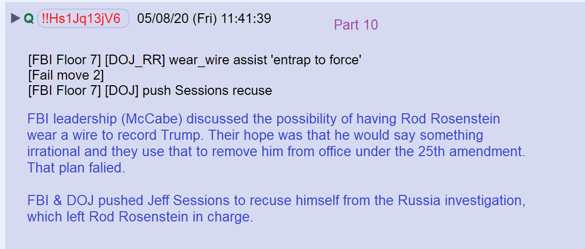 27) Andrew McCabe and Rod Rosenstein considered having Rosenstein wear a wire and recording Trump to remove him under the 25th amendment.FBI & DOJ leadership pushed Jeff Sessions to recuse himself, leaving Rosenstein in charge of the Mueller investigation. #Obamagate