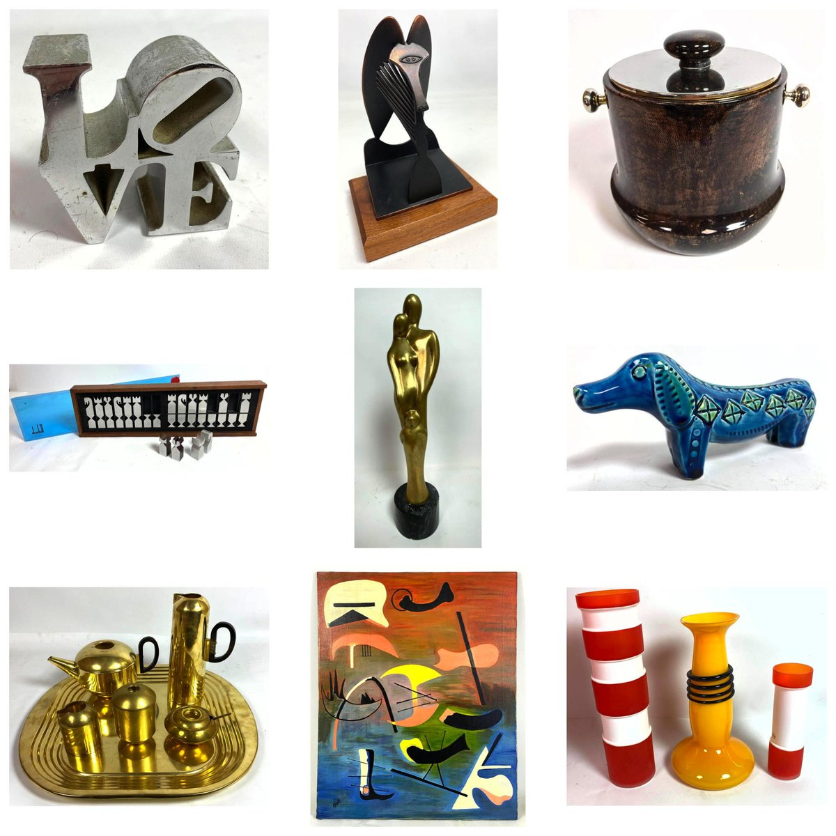 AuctionUp's tweet photo. Tabletop art by #robertIndiana #picasso #aldotura #austinecox #alcoachess #bistosi #salviati #tomdixon

This will be in our Online only Modern Design Auction on Tuesday, May 19. 600+ lots of quality midcentury modern design and estate items. #auctionup https://t.co/LnFIGYNG00