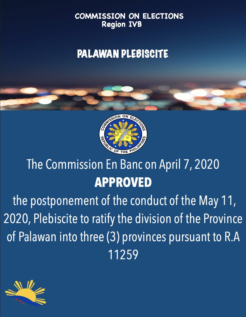 MimaropaComelec's tweet image. UPDATE: Palawan Plebiscite