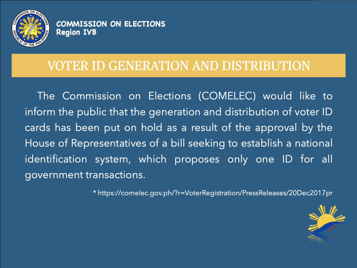 MimaropaComelec's tweet image. Voter ID Generation and Distribution