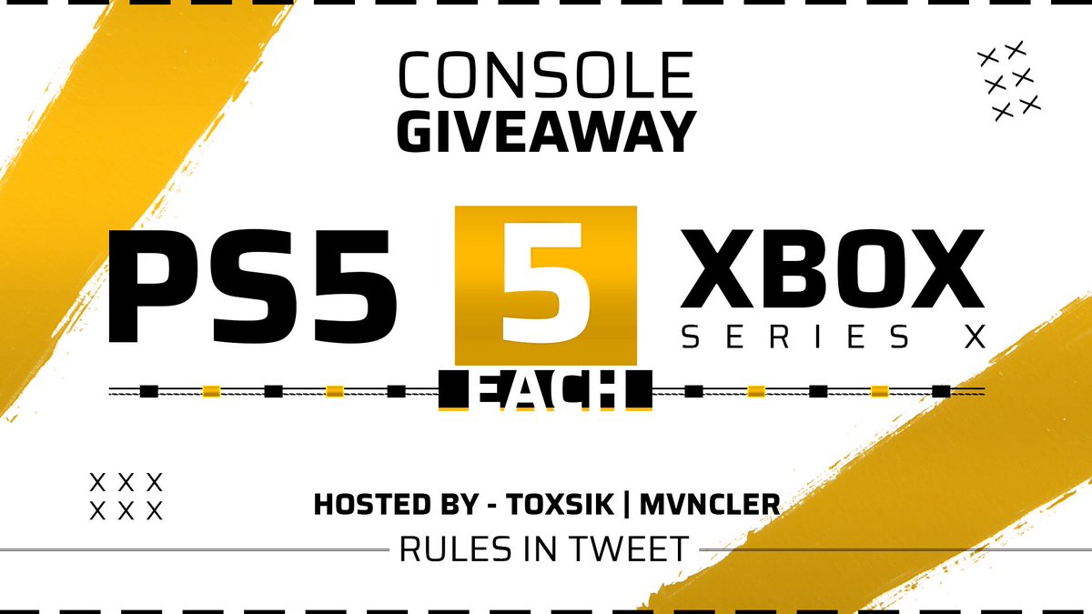 ToXsiK's tweet image. 🚨 HUGE GIVEAWAY 🚨

Rules to enter:

Follow @ToXsiK &amp;amp; @mvncler 

Like &amp;amp; RT ❤️♻️

Turn Notifications On 🔔 

Tag 2 friends 👨🏼‍🤝‍👨🏽

We will be giving out 5 PS5’s &amp;amp; 5 Xbox Series X. Winners will be announced when this tweet reaches 1,000 RTs &amp;amp; @mvncler reaches 5,000+ followers.

(1/2)