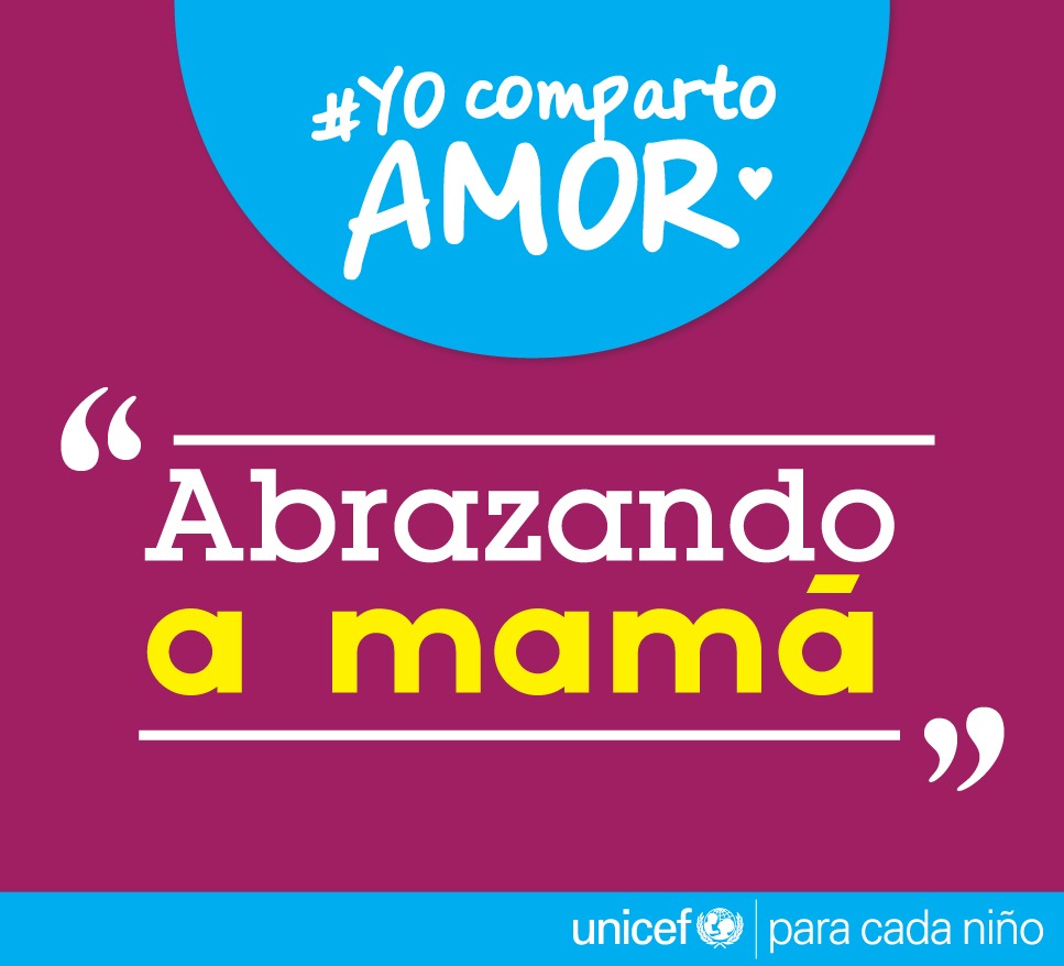 UnicefSV's tweet photo. En este #DíadelaMadres comparte amor regalándole un gran abrazo y agradeciéndole por todo los que hace por ti.
Súmate a #YocompartoAmor publicando una foto de cómo compartes amor con tu mamá y etiquétanos. https://t.co/h24KPhGAgU