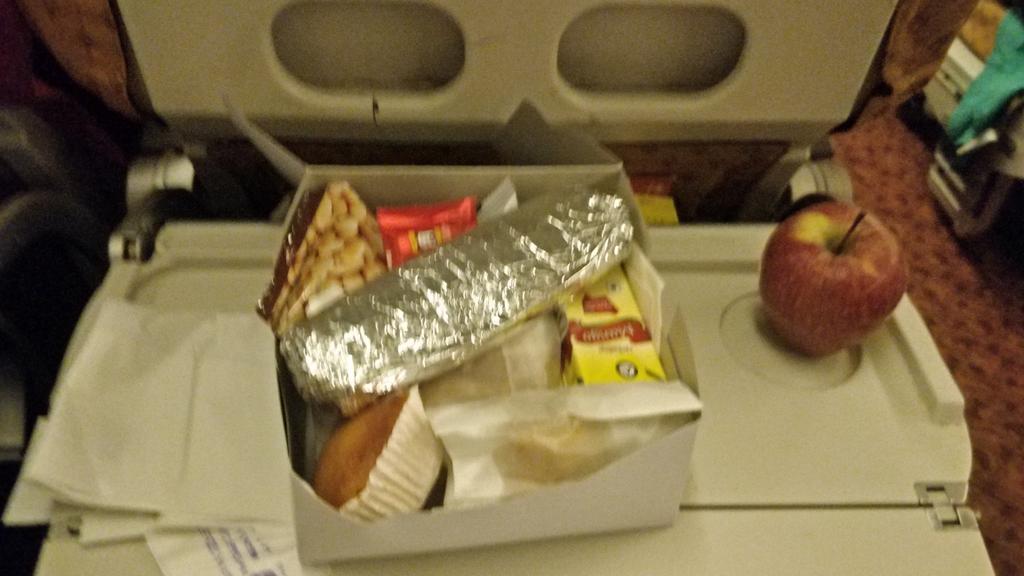 Generous boxes of snacks provided (3 per passenger) Will keep us going till we reach our quarantine facilities and maybe later as well.  #VandeBharathMission  @airindiain