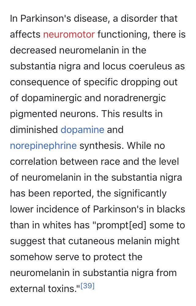 Melanin has many roles in the body, it’s not only cutaneous. Theres Neuromelanin, melanin aids im sight, hearing, in cells metabolizing/synthesizing atp, it is tied directly to regulating endocrine system hormones like dopamine/seratonin/epinephrine & circadian rhythms + more