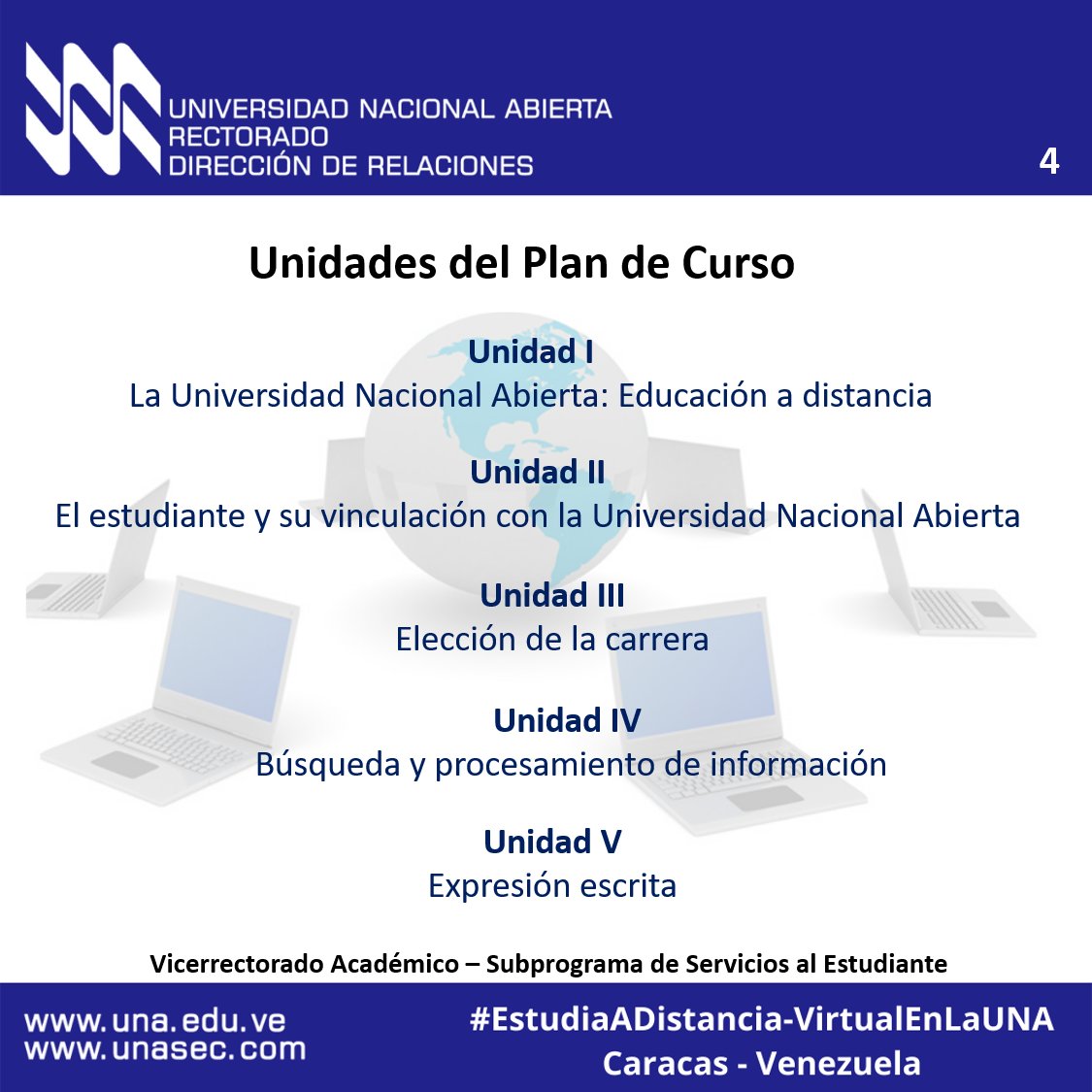 UNA_VE's tweet photo. ¡IMPORTANTE! Información sobre próximo Curso Introductorio en la #UniversidadNacionalAbierta para #EstudiosADistancia en flyers adjuntos. PARTE 2 . Contenidos. #Venezuela https://t.co/3LyAi8bfe8