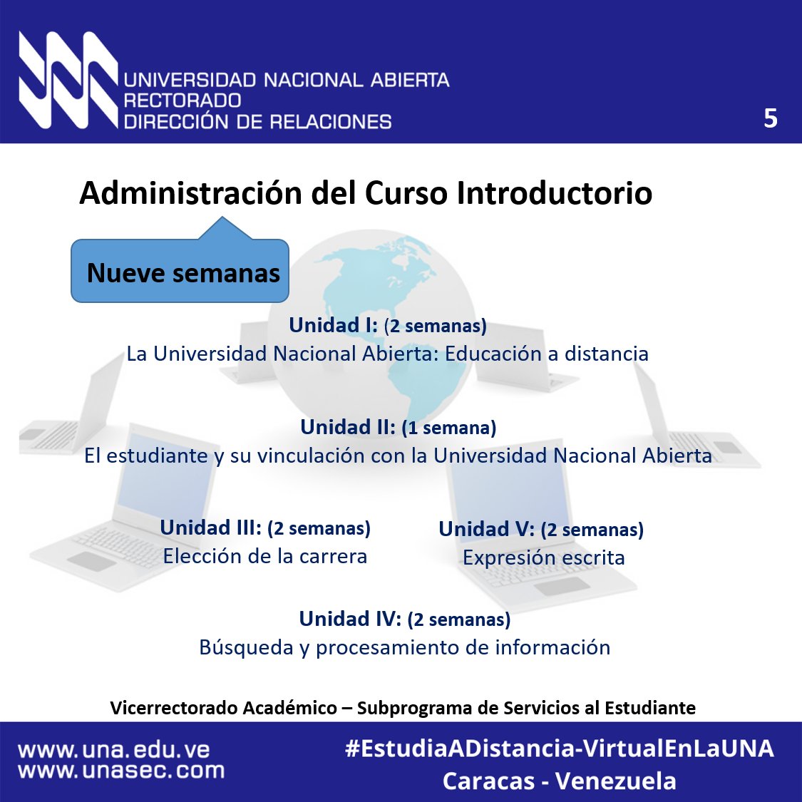 UNA_VE's tweet photo. ¡IMPORTANTE! Información sobre próximo Curso Introductorio en la #UniversidadNacionalAbierta para #EstudiosADistancia en flyers adjuntos. PARTE 2 . Contenidos. #Venezuela https://t.co/3LyAi8bfe8