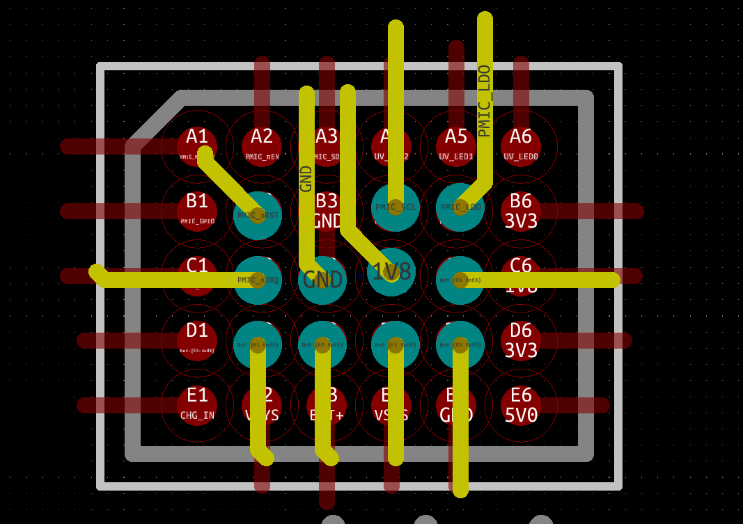 March 12: The PCB technology to be used for the  @card10badge starts to become a major issue. The 0.5 mm BGA of the power management chip seemed to be the driving factor. Experiments show that it will need capped and plated microvias. Luckily they don't have to be stacked.