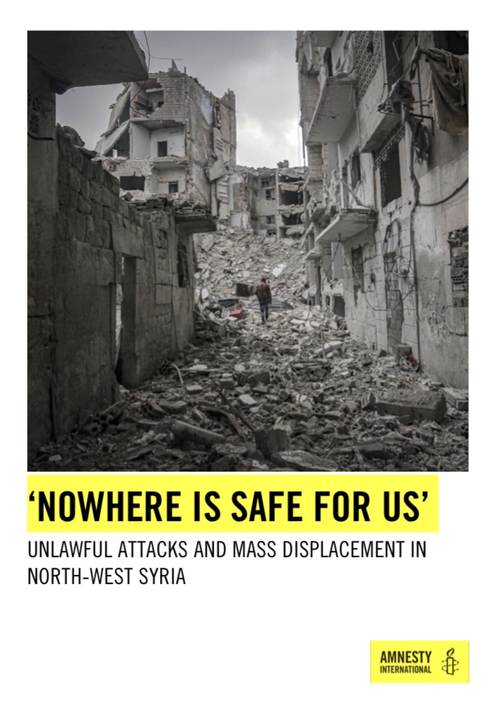 Out now: Based on 74 intrvws, our new  @Amnesty report documenting unlawful attacks, mass displacement in NW  #Syria* Documents more than dozen attacks on hospitals, schools* Exploding humanitarian crisis* Calls for maintaining UN cross-border aid  https://bit.ly/2WhLTue   #Idlib