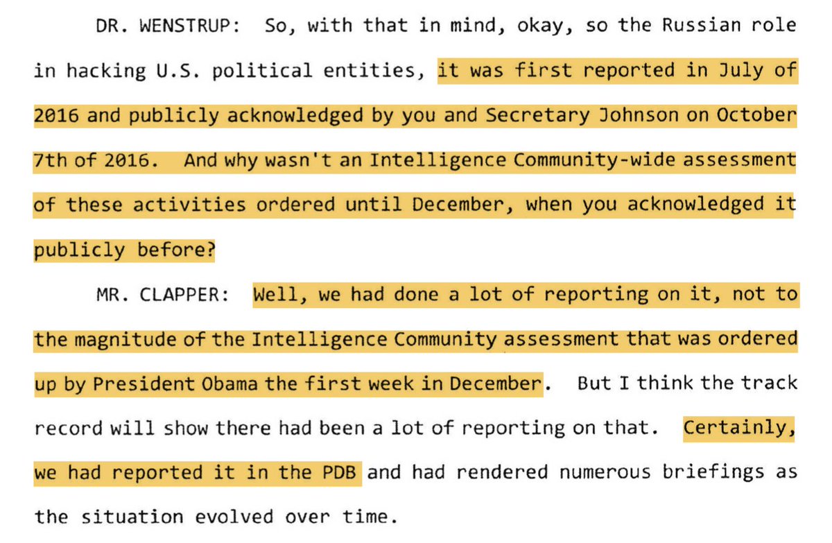 WENSTRUP: Why didn't you write an intel report predicting all the things that happened in 2016? It kind of sounds like your fault...CLAPPER: Um. We covered it a lot, you asshole.
