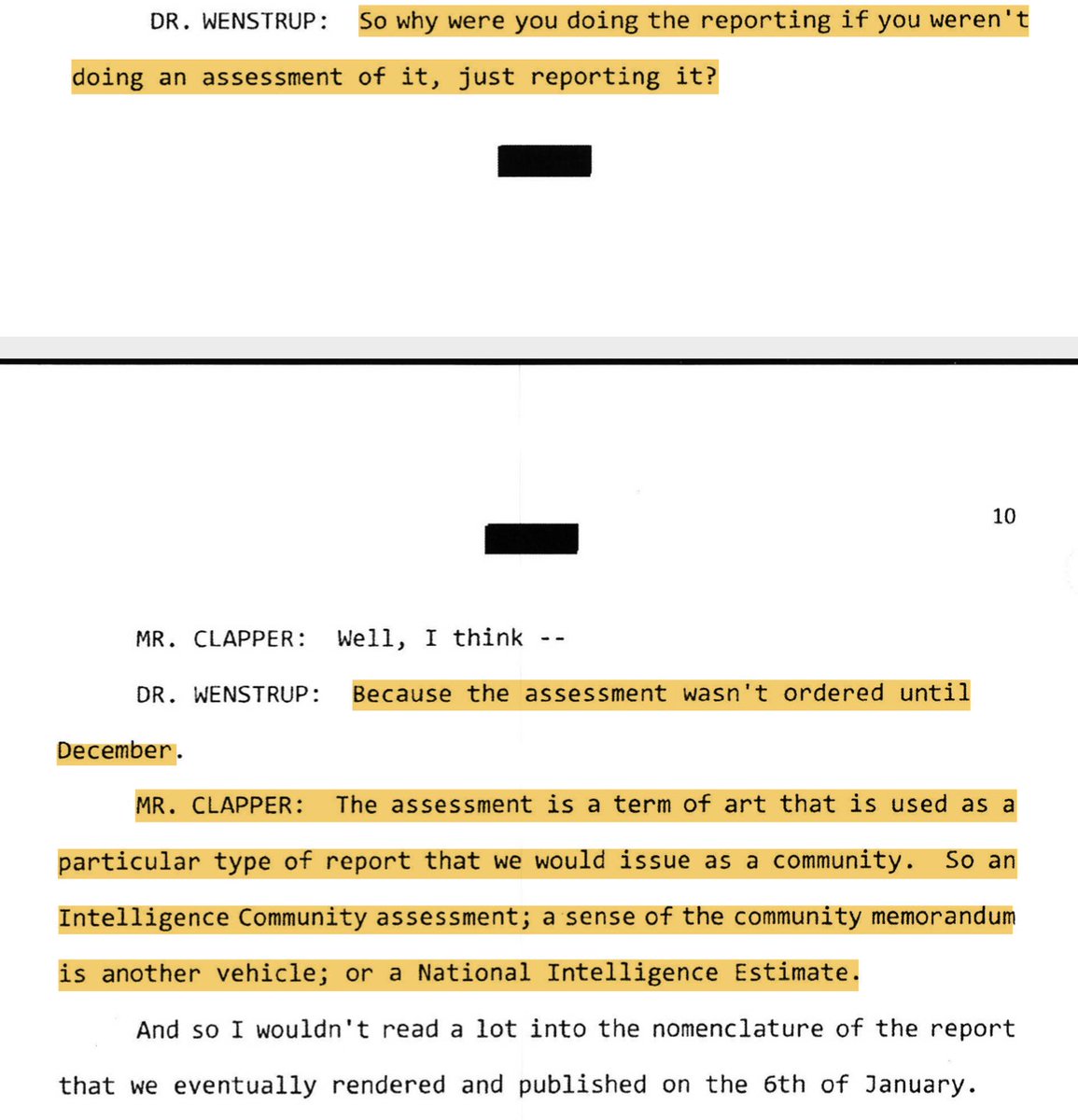 WENSTRUP: Why didn't you do a crystal ball forecasting intelligence thing? CLAPPER: I don't know. We're lazy. We forgot our Magic Fucking 8 Ball. Meanwhile, we worked our asses off and produced intel products and then moved heaven and earth for six straight weeks.