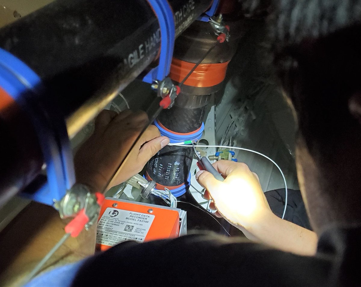 MarkLebovitz's tweet photo. Measure twice, cut once... @L2Aviation remote mod team installing @AvionicaLLC miniQAR on back-to-back CL350s & activating avSYNC for @GEAviation C-FOQA data analytics. Increases aviation safety & fleet productivity.
#safety #miniQAR #avSync #avionics #datanalytics #FOQA https://t.co/6dUGJDmykk