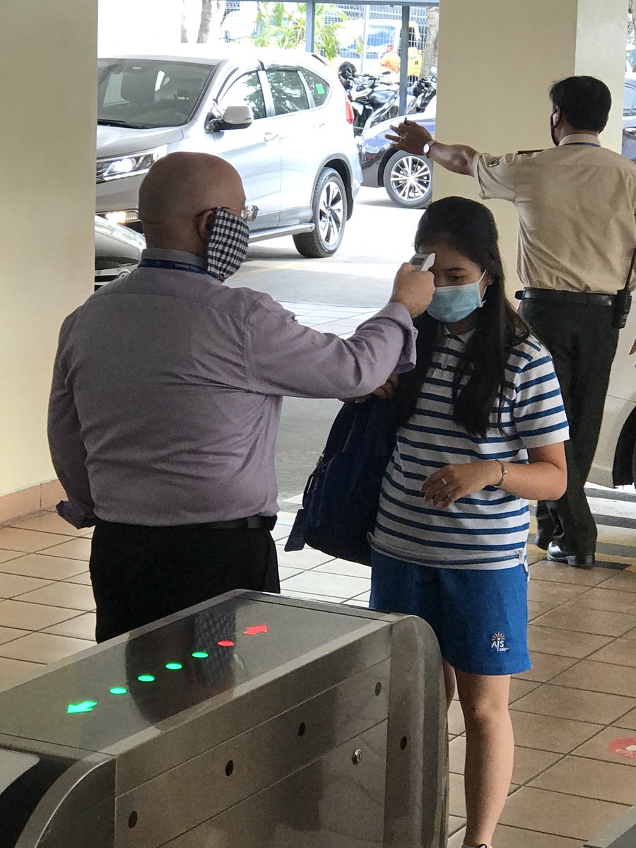 RoderickCrouch's tweet image. Back at school. First day since 23 Jan for everyone Temperature tests on arrival, compulsory masks, hand sanitizers everywhere social distancing in the  canteen. Mass excitement in the air. Happy faces. @aussieEDchat