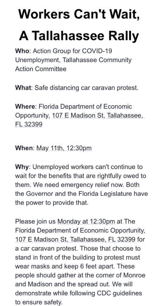 Floridamomof21's tweet photo. #floridaunemployment #Floridaunemploymentbenefits #facesofflorida #floridaworkers #protest #payus https://t.co/Gjj9xKiR1w