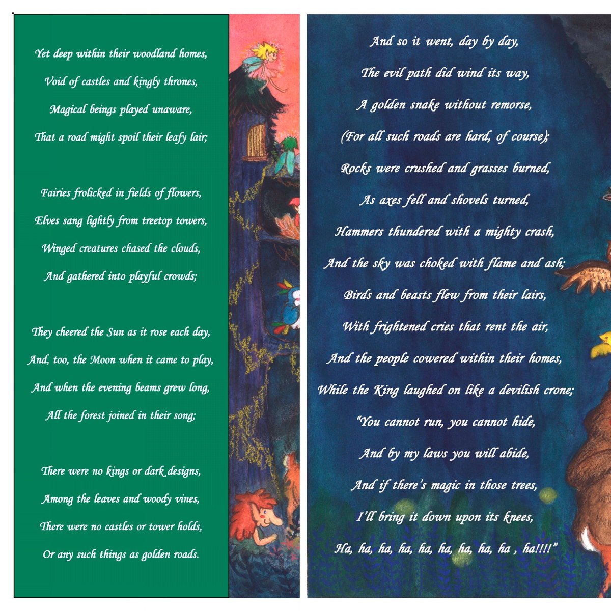 TheMagicalFore1's tweet photo. Sharing some samples of the rhyming poetry from The Magical Forest: #themagicalforest #childrensbooks #fantasybooks #forests #magic #elves #kickstarter #poetry #kidslovebooks #kidslovenature https://t.co/oGVMTivuhA