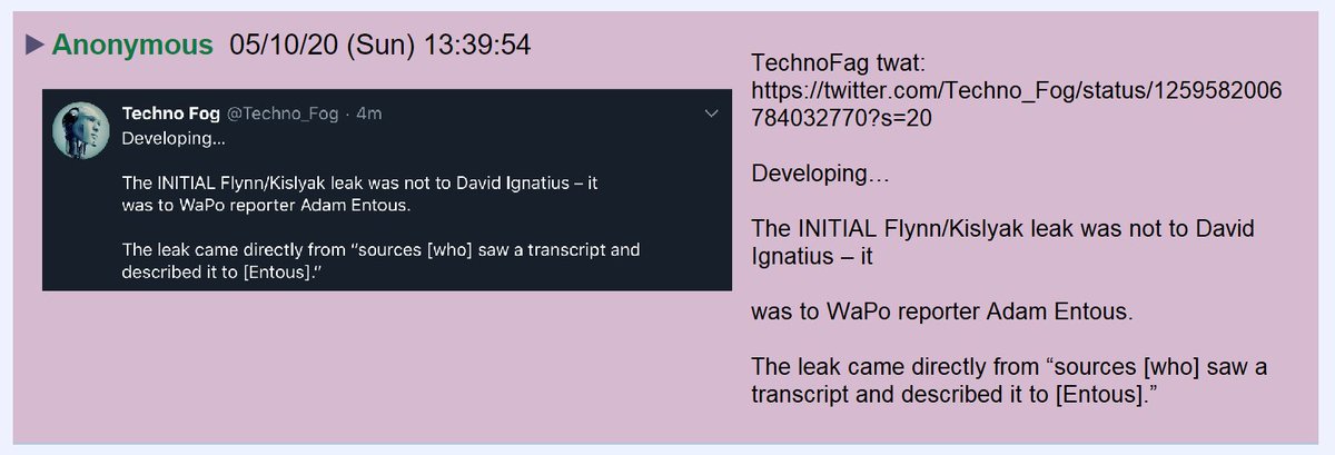 50) An anon posted a screencap of the first tweet in this thread by  @Techno_Fog   #Obamagate