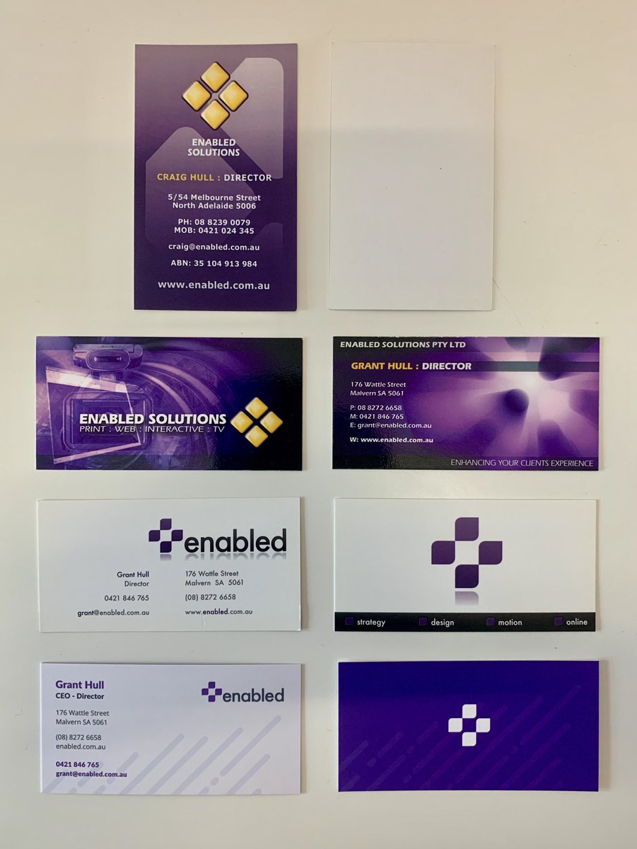 Circa 15 years of Enabled Business cards. Missing maybe a couple of cards from era of Web Enabled pre Enabled Solutions Pty Ltd