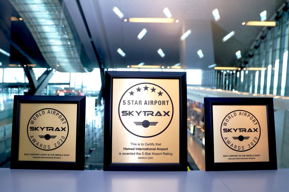 HIAQatar's tweet photo. We are honoured that #HIAQatar has been named “Third Best Airport in the World” by Skytrax World Airport Awards 2020. We have also secured the titles of ‘Best Airport in the Middle East’ and ‘Best Staff Service in the Middle East’. This is a proud moment for us and for Qatar! https://t.co/FaL5wfLGQQ