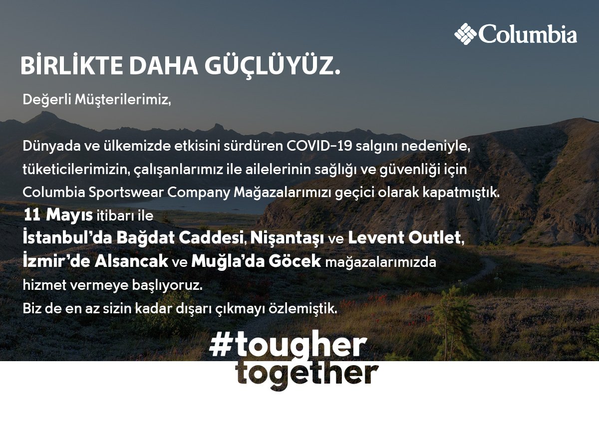 BİRLİKTE DAHA GÜÇLÜYÜZ. 11 Mayıs itibarı ile İstanbul’da Bağdat Caddesi, Nişantaşı ve Levent Outlet, İzmir’de Alsancak ve Muğla’da Göcek mağazalarımızda hizmet vermeye başlıyoruz. #TougherTogether