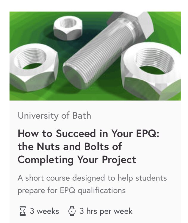 tutorsworldwide's tweet photo. Free course from Future Learn. Designed for 16 Yr olds thinking of doing an EPQ. Well worth a look during lockdown and mulling over some ideas. Highly recommend doing an EPQ #epq #aqa #edexcel #alevels #sixthformlife #futurelearn #itsforfree https://t.co/0k7aPTvhqi