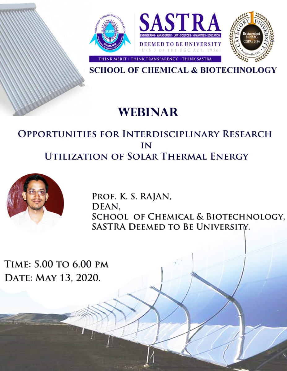 Guru (@gurusaran_11) on Twitter photo Webinar Series from <a href="/SastraUniv/">SASTRA Deemed University</a> from School of chemical & Biotechnology <a href="/BiotechSASTRA1/">Chemical & Biotechnology, SASTRA</a> (SCBT) from May 13 to May 30(5 - 6pm). <a href="/SVaidhyasubrama/">S.Vaidhyasubramaniam</a> Link is given below for registration.
forms.gle/QxKhQo2JkkBKTN… Webinar Series from <a href="/SastraUniv/">SASTRA Deemed University</a> from School of chemical & Biotechnology <a href="/BiotechSASTRA1/">Chemical & Biotechnology, SASTRA</a> (SCBT) from May 13 to May 30(5 - 6pm). <a href="/SVaidhyasubrama/">S.Vaidhyasubramaniam</a> Link is given below for registration.
forms.gle/QxKhQo2JkkBKTN…