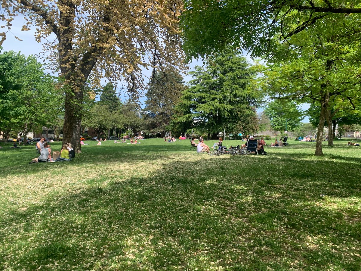 Vancouver residents should make use of their neighbourhood parks. This helps distribute the use of park space more equitably. For example, "Dude Chilling Park" in Mt Pleasant was busier than I've seen before. Great to see parks serving a vital role during the pandemic. 15/