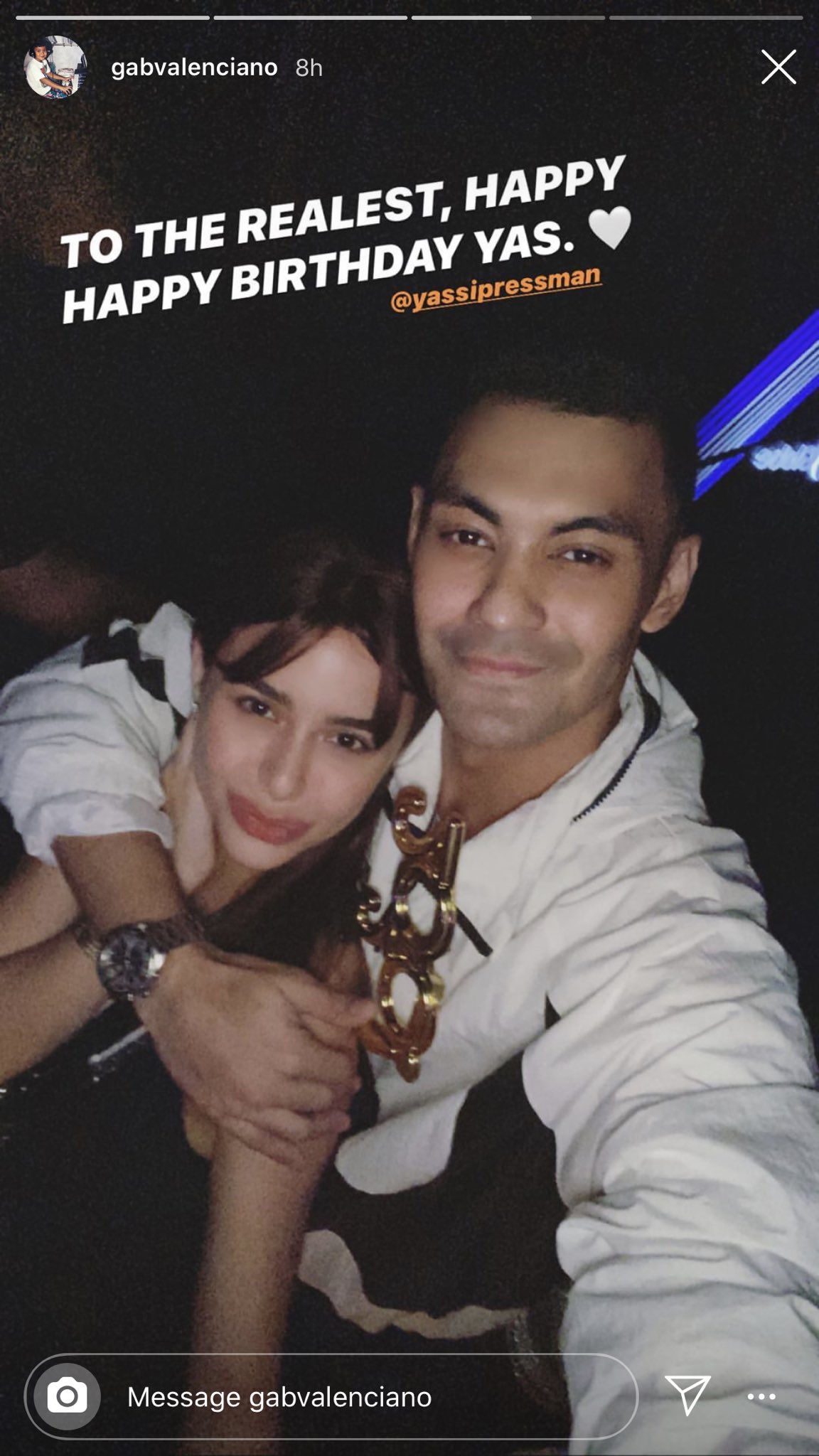 To the realest, Happy Happy Birthday Yas. From Gab Valenciano 

HappyBirthday Yassi 