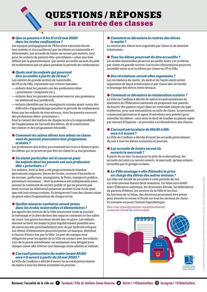 Conflans Sainte Honorine On Twitter Covid19 Deconfinement Ecole Retrouvez Toutes Les Precisions Sur L Organisation De La Rentreescolaire Du 14 Mai Prochain A Conflanssaintehonorine Dans Le Vac Info N 2 Vous Pouvez Aussi Le Lire Sur