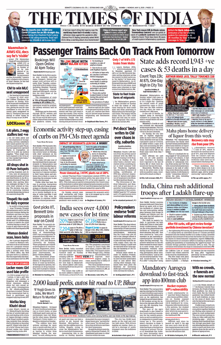 TOIMumbai's tweet photo. If you are missing the TOI's print edition in the #lockdown , click here to read the TOI epaper and your city edition 

https://t.co/nnS5mTKCsT

#Lockdown3
#MumbaiFightsCorona #StayHomeStaySafe #CautionYesPanicNo #CoronavirusOutbreak https://t.co/ofWra2vBFE