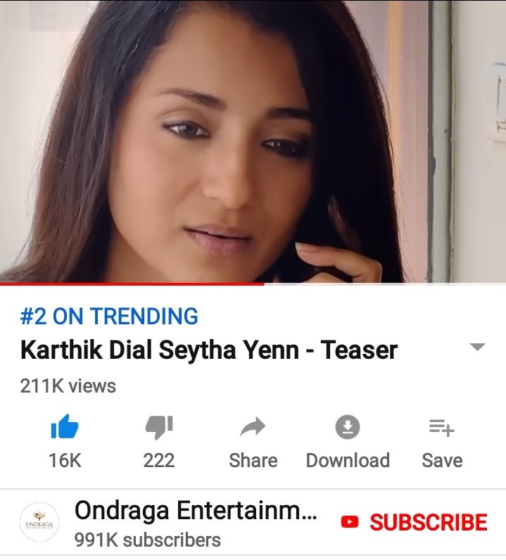madhantrish's tweet photo. WowwwW😍
The Love For JESSIE Is Still Firing🔥🔥🔥
#Karthik_Dial_Seytha_Yenn Teaser is Trending on  youtube at 2nd 🎊💥💥
#SouthQueen @trishtrashers
🥳💪🤗 https://t.co/9KhqTm77DN
