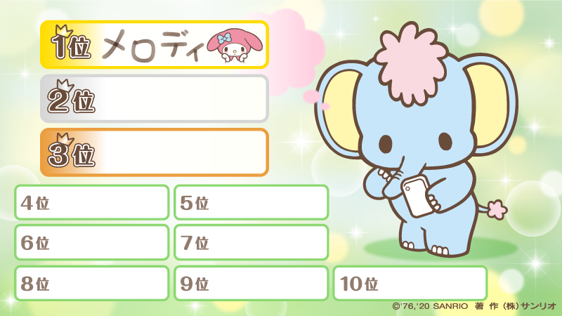 マイメロディ 公式 ぞうさん あしたは キャラクター大賞の中間発表だよー 一緒に順位予想しない T Co Oqphpoigmi キャラクター大賞 T Co Jgsscq3d3p Twitter マイメロディ 公式 ぞうさん あしたは キャラクター大賞の中間発表だよー 一緒に順位予想しない T Co Oqphpoigmi キャラクター大賞 T Co Jgsscq3d3p Twitter