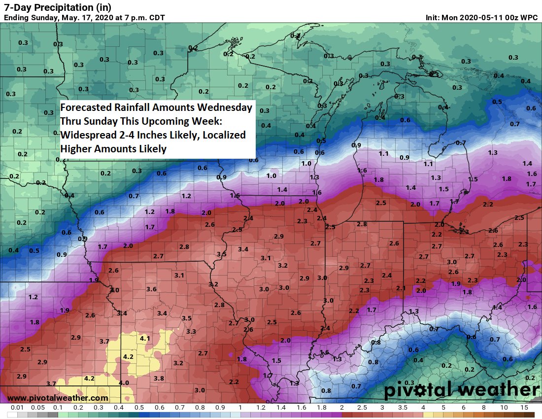 nilwxreports's tweet photo. Periods of Very Heavy Rain and Strong T-Storms Likely Mid to End of this Upcoming Week Across Northern Illinois. 2-4+ Inches of Rain Likely Thru Next Sunday. #ilwx 

https://t.co/PAveEYtKcF https://t.co/YGmpS5TEh0