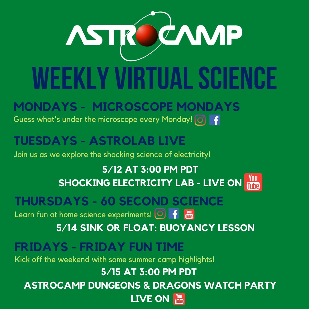 AstroCamp's tweet photo. We hope you've had a relaxing mother's day weekend, and that you'll join us this next week in our virtual science-ing! Stay strong out there 💪🧡 https://t.co/8NCRA9dN0T