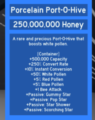 Bee Swarm Leaks On Twitter Scorching Star Passive Has Been Added To The Port O Hive - bee swarm roblox porcelien hive