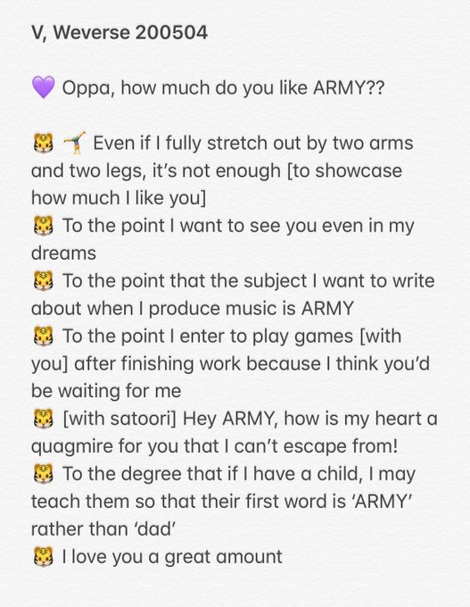 "I just love ARMY"