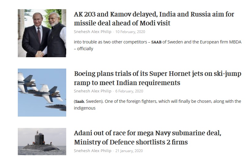 I doubt that an invite to a Gripen conference alone can motivate or inspire a mainstream journo so much that in next 1 years from Feb 19 to Feb 20- he would end up writing 19- yes 19 pieces and column with varied undertone & mentioning Saab in all those 19 columns- check SS