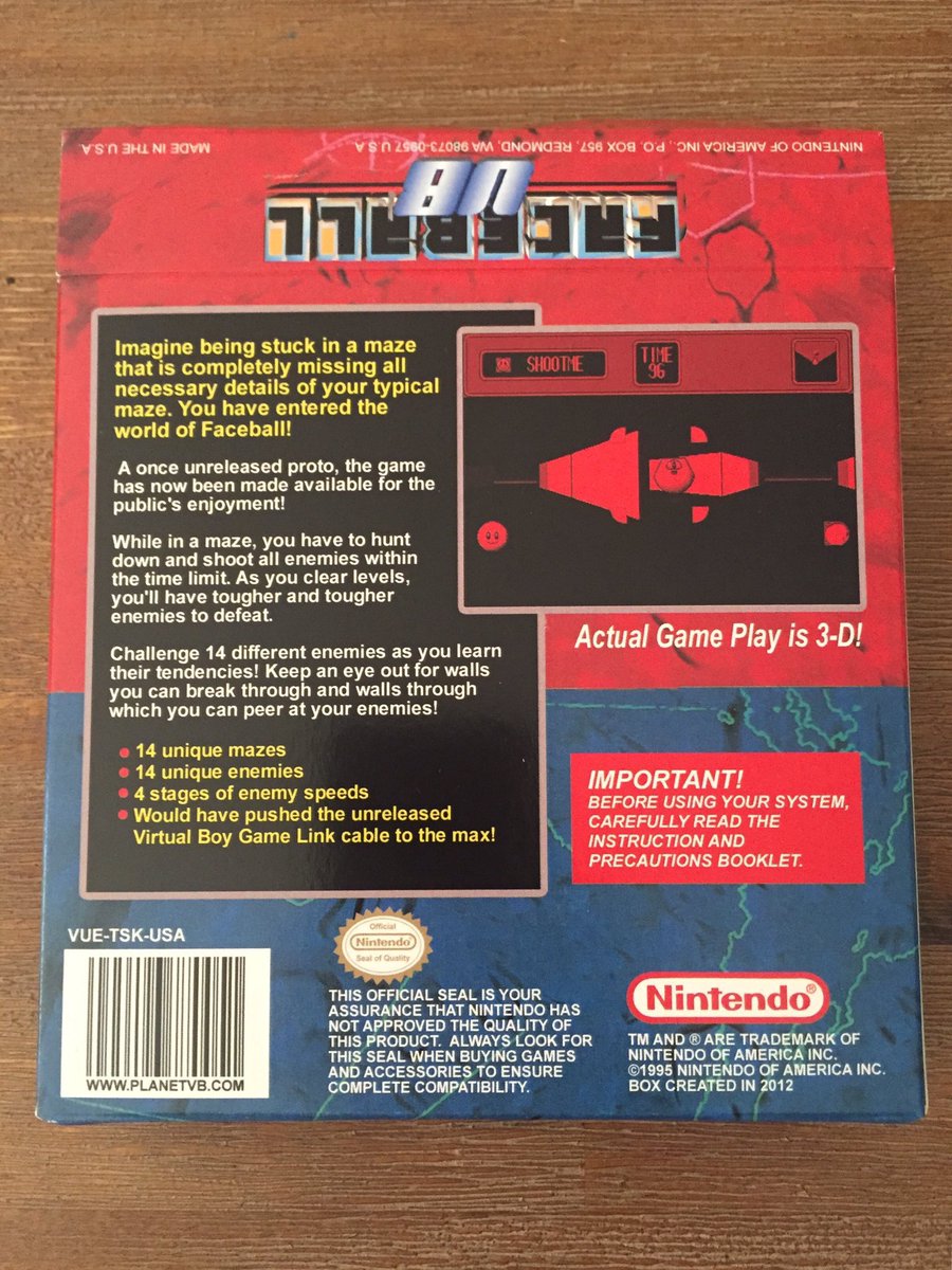 WeirdAndRetro's tweet photo. @alansbrown @videogamesblog @retromonger11 @Candi_CGS @RETROTOYING @gamesyouloved @grumpyretros @RetroGames_HQ @RetroBoyJon VERY Cool!! :D I sold my boxes Virtual Boy and all loose games a couple of years back but I still kept this little rare gem: #Faceball https://t.co/muug6YG19L