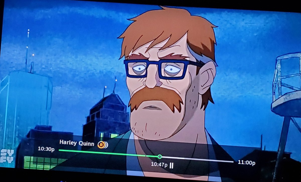 JBGeels's tweet photo. Lmaoooo Commissioner Gordon has me dead! This show is so funny bro #HarleyQuinn #SyfyHD https://t.co/Bvxd0aLDhB