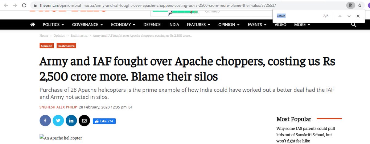 As I said range of those 19 columns he wrote in 12 months (2 extra he wrote abt Rafale delays within span of 2 weeks) was wide but like a true "namak halaal" he never stopped shot of mentioning Saab once in those 19 pieces over 12 months (1.5 piece a month)- check sample 1