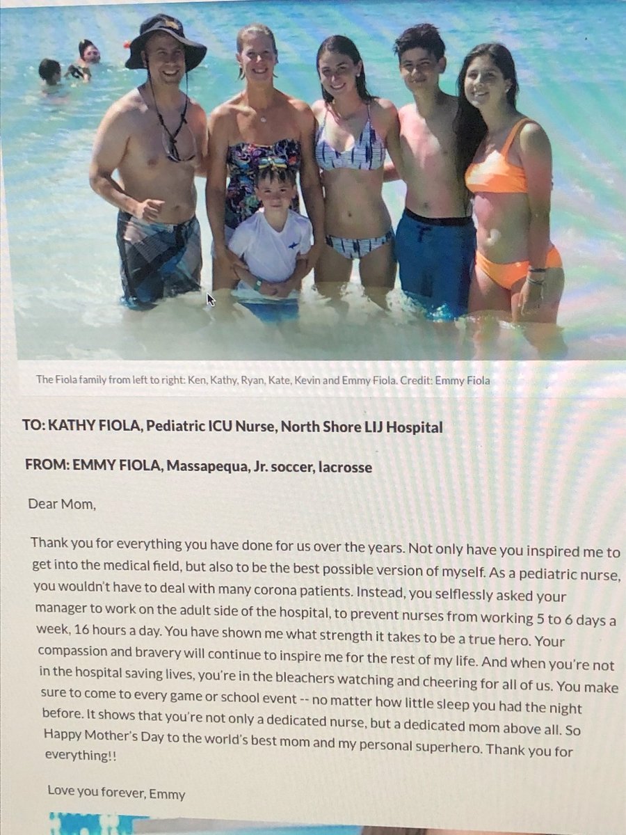 KenFiola's tweet image. Very proud of my daughter ⁦@fiola_emily⁩ in recognizing ⁦@kathyzf1⁩ for all that she does as a mother and a nurse. Happy Mother’s Day to a wonderful wife who inspires, leads and sacrifices selflessly each and every day. ❤️🙏