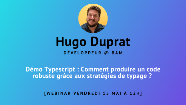 bam_lab's tweet photo. N'oubliez pas notre #webinar le 15/05 à 12h avec Hugo qui présentera les subtilités de typescript avec un quizz ludique. Venez vous tester 🤓mais aussi apprendre des stratégies de typage pour un code robuste et sans bugs 💪.
R
Pour s'inscrire 👇
https://t.co/rnVLeicRzt https://t.co/y2m1eJIiAV