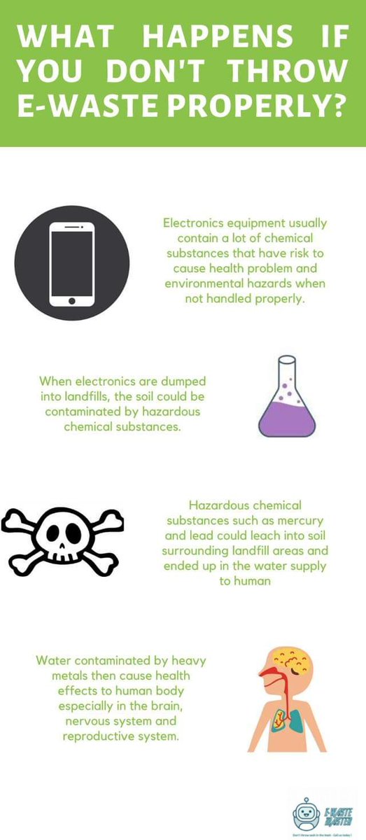 EWasteMaster1's tweet photo. Ever wonder what will happen if e-waste are not thrown properly and how will the hazardous materials affect our lives? https://t.co/5pDNBfZR5N