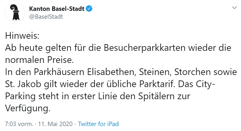 seiler_daniel's tweet photo. Wie unsinnig ist das denn, da wurden Mio. an Hilfsgeldern verteilt und alle freuen sich darauf, dass es wieder etwas Leben in der Stadt gibt. Was macht @BaselStadt? Per sofort werden die Parktarife erhöht. #WelcomeToBasel @gewerbebasel @proinnerstadt @prime_news_ch @bazonline https://t.co/Rt1UaP7SnF